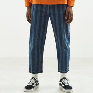 Striped straight fit cropped jeans